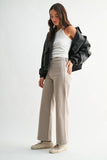 Patch Pocket Wide Leg Jeans - Moonstone Cream