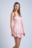 Pink Floral Lace Mini Dress