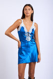 Satin Lace Open Back Mini Dress