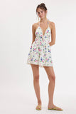 Blooming Floral Eyelet Print Halter Dress