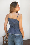 Plaid Check Poplin V Neck Tank Top