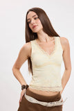 Floral Lace V-Neck Vanilla