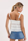 Clip Dot Tiered Ruffle Trim Cami Top