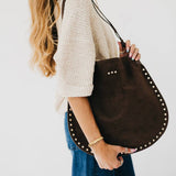 Suede Hobo Bag w Rivet Accent Details