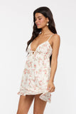 Red Floral Sweetheart Ruffle Mini Dress