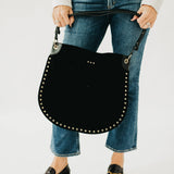 Suede Hobo Bag w Rivet Accent Details