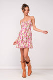 Floral Sleeveless Ruffle Trim Mini Dress