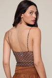 Polka Dot Lace Cami Top- Cocoa