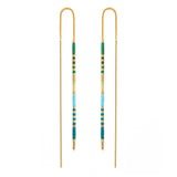 Miyuki Seed Bead Threader Earrings-Champagne