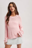 Mock Neck Open Knit Sweater (Ballet Pink)