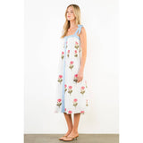 Tie Straps Floral Pattern Midi Dress