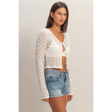 Lace Cardigan w Pearl Button