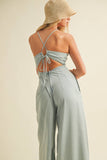 Super Soft Back Tie Wide Leg Jumpsuit
