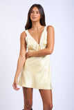 Satin Lace Open Back Mini Dress S