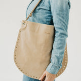 Suede Hobo Bag w Rivet Accent Details