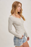 Button Down Lace Trim Knit Cardigan- Oatmeal