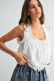 Embroidered Cotton Top- Off White