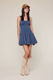 Smocked Torso Mini Romper - Ocean Blue