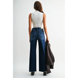 High Rise Wide Leg Raw Hem Jeans