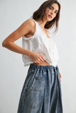 Embroidered Cotton Top- Off White