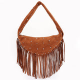 Riveted Fringe Suede Hobo