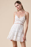 Ditsy Floral Dress with Lace Cutouts and Trim