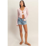 Lace Cardigan w Pearl Button