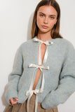 Knit Satin Bow Cardigan