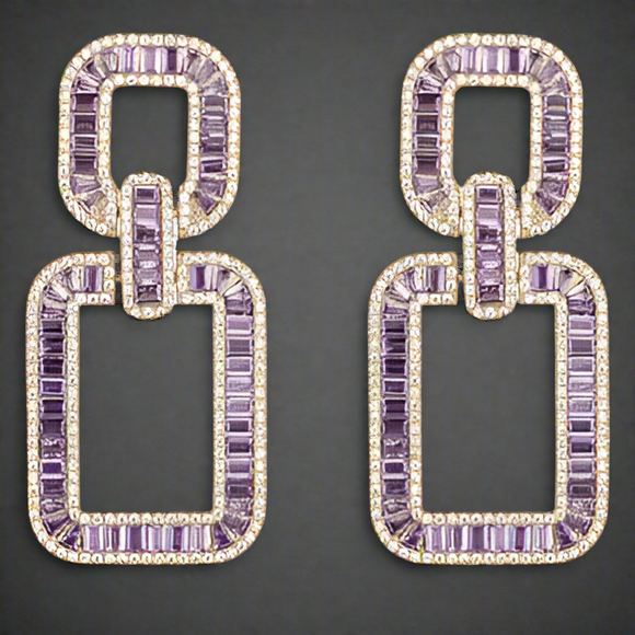 Eye Candy LA Jewelry-18K CZ Earrings Lavendar