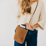 Vegan Suede Bag w Gold Accent