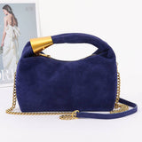 Suede Hobo Bag with Gold Accents
