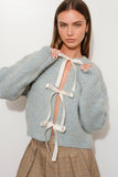 Knit Satin Bow Cardigan