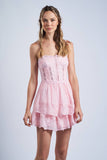 Pink Floral Lace Mini Dress