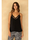 Lace Trim Satin Cami Top (3 Colors)