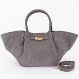 Gold Buckle Suede Tote Bag
