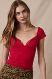 Lace Trim Sweetheart Top (2 Colors)