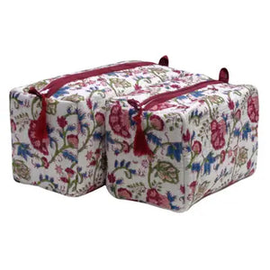 Floral Lined Pouches - Red Floral