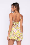 Lemon Print Open Back Romper