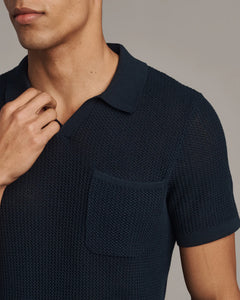 Rhone Mens Coastal Johnny Collar Polo - Navy