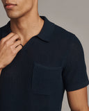 Rhone Mens Coastal Johnny Collar Polo - Navy