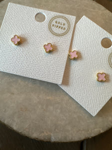 Pink Clover Studs