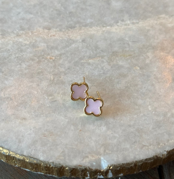 Pink Clover Studs