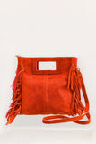 Suede Fringe Clutch