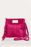 Suede Fringe Clutch