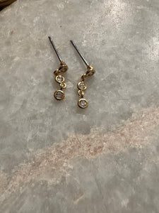 Triple Crystal Drop Studs (Gold Dipped)