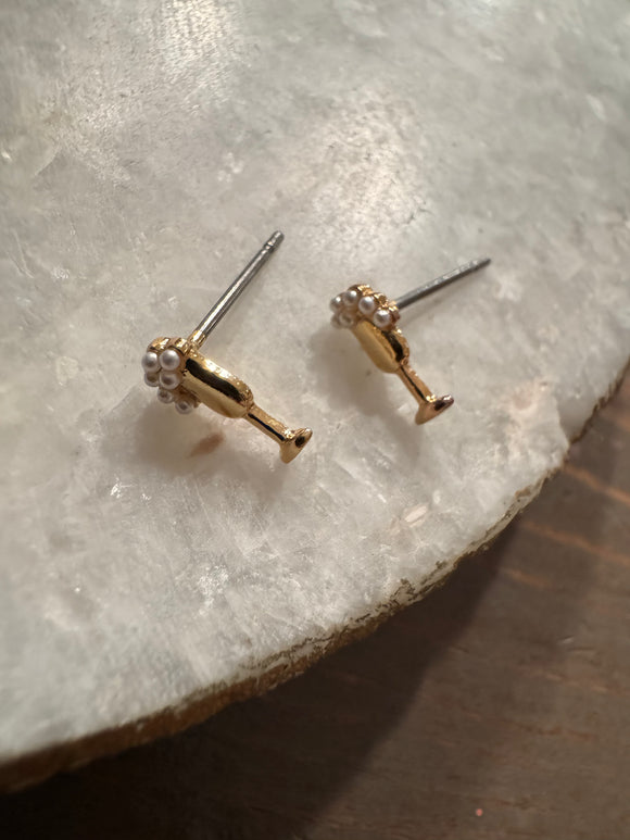 Delicate Champagne Studs (Gold Dipped)