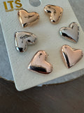 Set of 3 Heart Stud Earrings