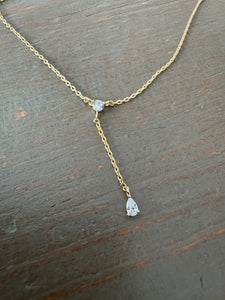 Gold Drop Stone Necklace