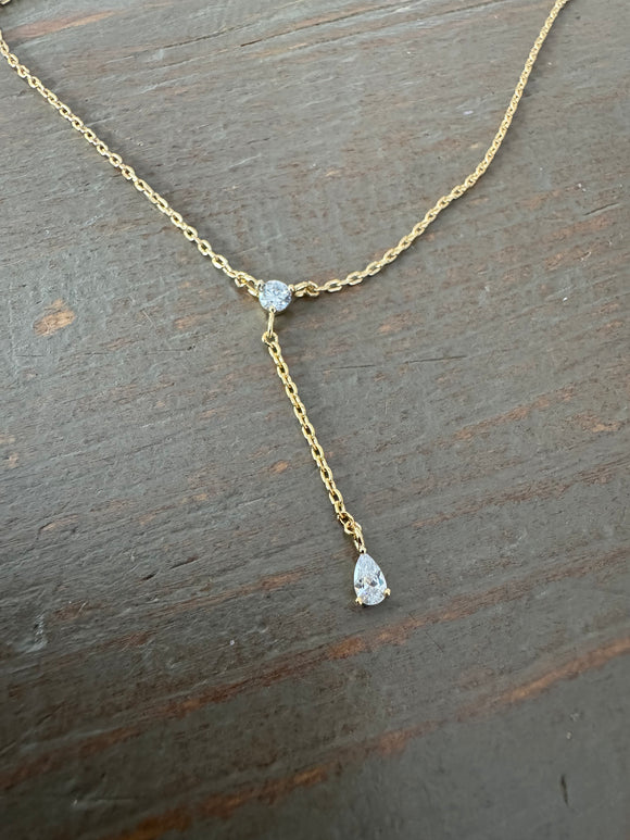 Gold Drop Stone Necklace