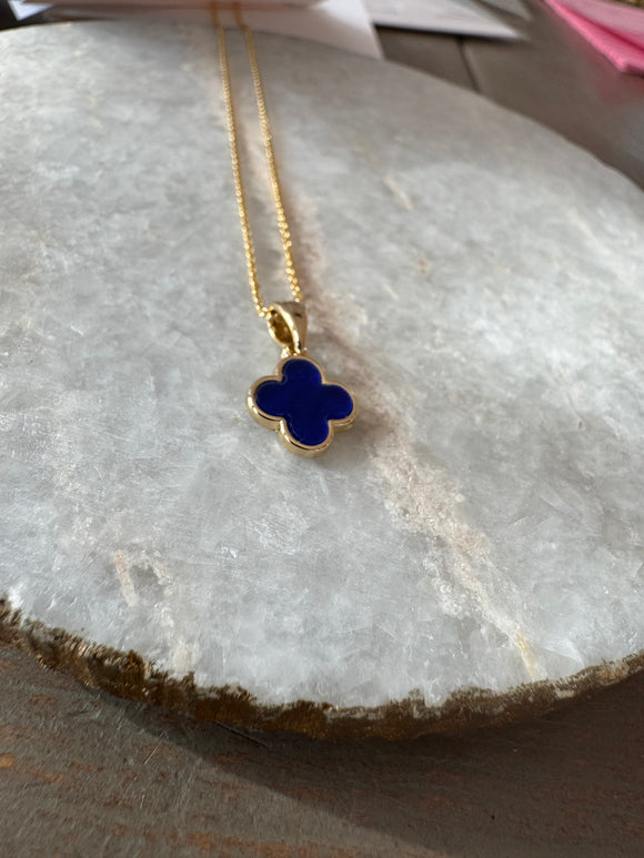 Cobalt Clover Necklace